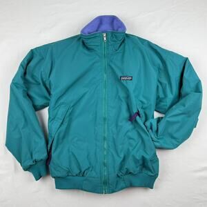 Patagonia Teal Fleece Lined Zip Jacket Made in USA Size 8 American Vintage